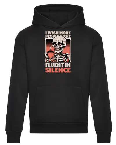 Skull Coffee Silence - Skull, Skeleton, Spooky Season, Spooky, Spooky Cute, Spooky Art, Spooky Vibes, Creepy, Creepy Cute, Scary, Scary Cute, Scary Art, Coffee, Coffee Shop, Coffee Time, Coffee Lover, Funny Coffee, Coffee Cup, Silence, Fun, Funny, Awesome, Cool, Sarcasm, Irony, Beverage, Hot, Antisocial, Antisocial Vibes, Antisocial Vibe, Anti Social, Social, Social Anxiety, Social Commentary, Social Issues, Social Distancing, Tired, Smile, Halloween - Heavyweight Hoodie