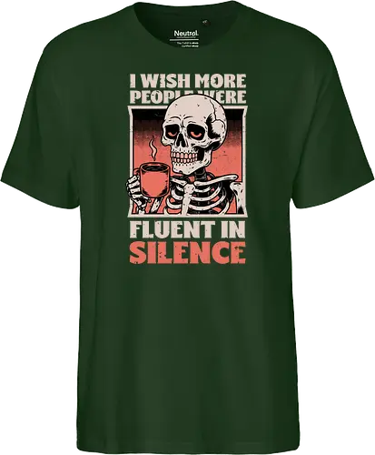 Skull Coffee Silence - Skull, Skeleton, Spooky Season, Spooky, Spooky Cute, Spooky Art, Spooky Vibes, Creepy, Creepy Cute, Scary, Scary Cute, Scary Art, Coffee, Coffee Shop, Coffee Time, Coffee Lover, Funny Coffee, Coffee Cup, Silence, Fun, Funny, Awesome, Cool, Sarcasm, Irony, Beverage, Hot, Antisocial, Antisocial Vibes, Antisocial Vibe, Anti Social, Social, Social Anxiety, Social Commentary, Social Issues, Social Distancing, Tired, Smile, Halloween - Fairtrade T-Shirt