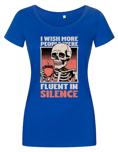 Skull Coffee Silence - Skull, Skeleton, Spooky Season, Spooky, Spooky Cute, Spooky Art, Spooky Vibes, Creepy, Creepy Cute, Scary, Scary Cute, Scary Art, Coffee, Coffee Shop, Coffee Time, Coffee Lover, Funny Coffee, Coffee Cup, Silence, Fun, Funny, Awesome, Cool, Sarcasm, Irony, Beverage, Hot, Antisocial, Antisocial Vibes, Antisocial Vibe, Anti Social, Social, Social Anxiety, Social Commentary, Social Issues, Social Distancing, Tired, Smile, Halloween - Damen T-Shirt