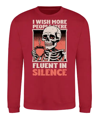 Skull Coffee Silence - Skull, Skeleton, Spooky Season, Spooky, Spooky Cute, Spooky Art, Spooky Vibes, Creepy, Creepy Cute, Scary, Scary Cute, Scary Art, Coffee, Coffee Shop, Coffee Time, Coffee Lover, Funny Coffee, Coffee Cup, Silence, Fun, Funny, Awesome, Cool, Sarcasm, Irony, Beverage, Hot, Antisocial, Antisocial Vibes, Antisocial Vibe, Anti Social, Social, Social Anxiety, Social Commentary, Social Issues, Social Distancing, Tired, Smile, Halloween - Sweatshirt