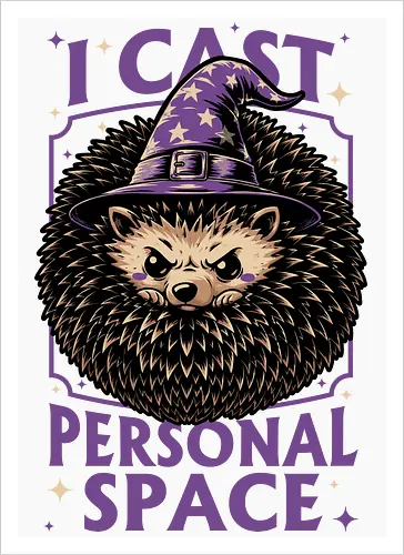 Hedgehog Wizard Magic - Rpg, Hedgehog, Personal Space, Dungeons, Pet, Animal, Fantasy, Adventure, Cool, Funny, Fun, Awesome, Nerd, Geek, Tabletop Game, Tabletop, Tabletop Rpg, Tabletop Gaming, Role-playing Game, Roleplay, Dungeon, Dungeon Master, Sorcery, Sorcerer, Wizard, Ritual, Magic, Magical, Magical Creatures, Magic, Magician, Black Magic - Kunstdruck