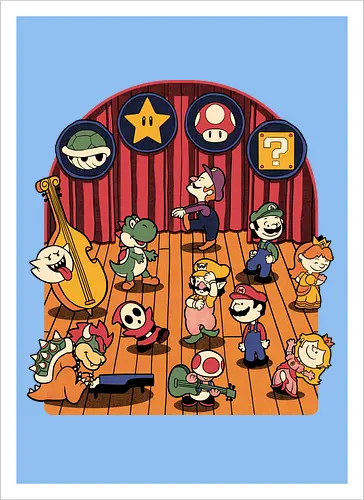 Plumber Game Dance - Mushroom, Turtle, Kingdom, Music, Dance, Dinosaur, Plumber, Video Games, Video Game, Classic Video Game, Tv Show, Mashup, Adventure, Fantasy, Meme, Memes, Internet, Ghost, Magic, Magical - Kunstdruck