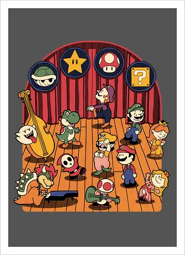 Plumber Game Dance - Mushroom, Turtle, Kingdom, Music, Dance, Dinosaur, Plumber, Video Games, Video Game, Classic Video Game, Tv Show, Mashup, Adventure, Fantasy, Meme, Memes, Internet, Ghost, Magic, Magical - Kunstdruck