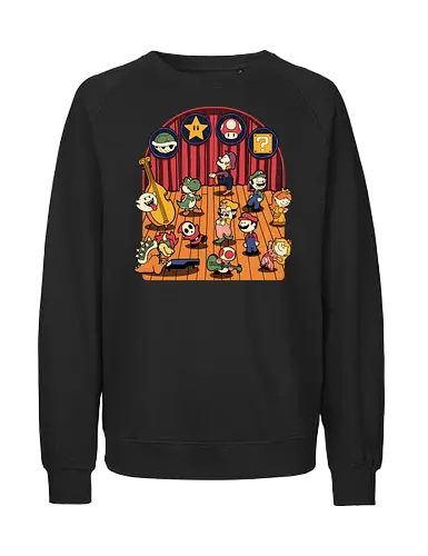 Plumber Game Dance - Mushroom, Turtle, Kingdom, Music, Dance, Dinosaur, Plumber, Video Games, Video Game, Classic Video Game, Tv Show, Mashup, Adventure, Fantasy, Meme, Memes, Internet, Ghost, Magic, Magical - Fairtrade Sweatshirt