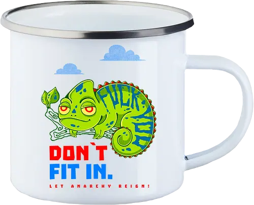 DON`T FIT IN - CHAMELEON, JOKE, FUNNY, ANARCHY, NATURE - Emailletasse