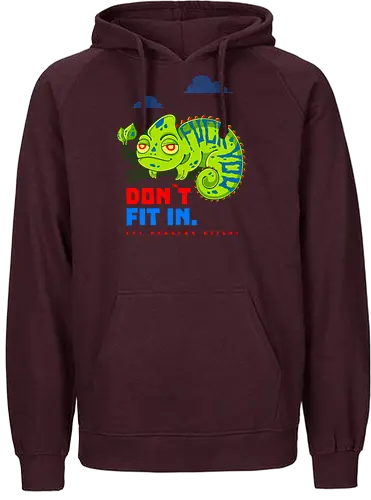 DON`T FIT IN - CHAMELEON, JOKE, FUNNY, ANARCHY, NATURE - Fairtrade Hoodie