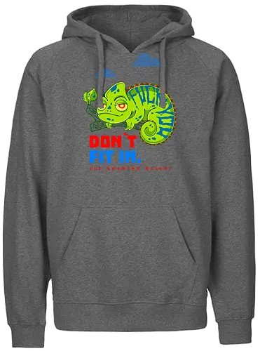 DON`T FIT IN - CHAMELEON, JOKE, FUNNY, ANARCHY, NATURE - Fairtrade Hoodie