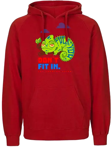 DON`T FIT IN - CHAMELEON, JOKE, FUNNY, ANARCHY, NATURE - Fairtrade Hoodie