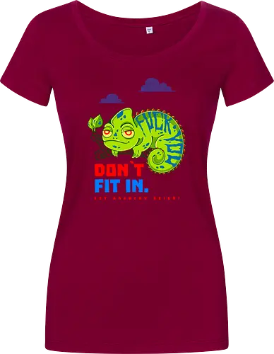 DON`T FIT IN - CHAMELEON, JOKE, FUNNY, ANARCHY, NATURE - Damen T-Shirt