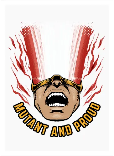 overpower mutant - Superhero, cyclops, superhero, mutant, cool, parody, pantone, colour, antihero, simple - Kunstdruck