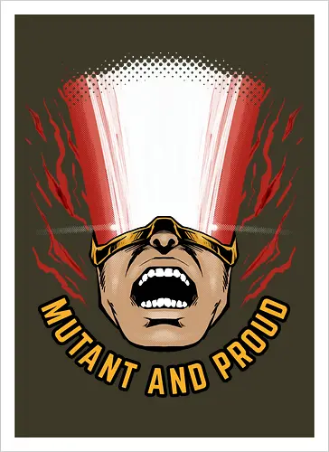 overpower mutant - Superhero, cyclops, superhero, mutant, cool, parody, pantone, colour, antihero, simple - Kunstdruck