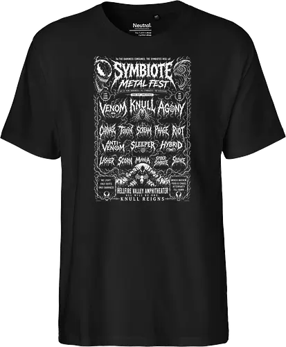 symbiote death fest - Symbiote, symbiote, Superhero, antivenom, agony, carnage, knull, superhero, antihero, cool, metalfest, metalhead, hardcore, deathcore, music, poster - Fairtrade T-Shirt