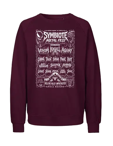 symbiote death fest - Symbiote, symbiote, Superhero, antivenom, agony, carnage, knull, superhero, antihero, cool, metalfest, metalhead, hardcore, deathcore, music, poster - Fairtrade Sweatshirt