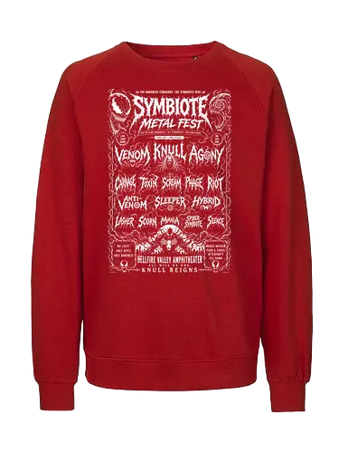 symbiote death fest - Symbiote, symbiote, Superhero, antivenom, agony, carnage, knull, superhero, antihero, cool, metalfest, metalhead, hardcore, deathcore, music, poster - Fairtrade Sweatshirt