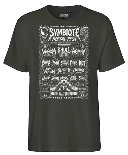 symbiote death fest - Symbiote, symbiote, Superhero, antivenom, agony, carnage, knull, superhero, antihero, cool, metalfest, metalhead, hardcore, deathcore, music, poster - Fairtrade T-Shirt