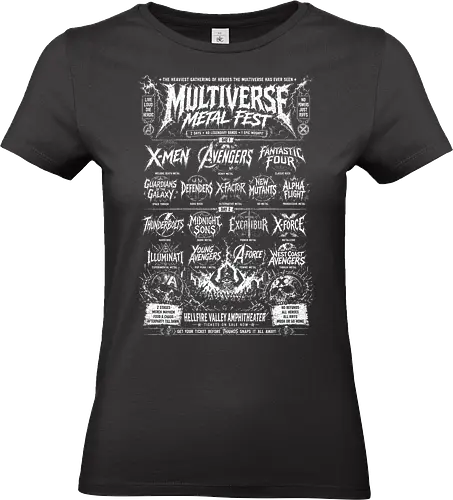 multiverse metal fest  - Superhero, thunderbolt, cool, metalhead, deathmetal, poster, mutant, superhero, antihero - Standard T-Shirt (Frauen)