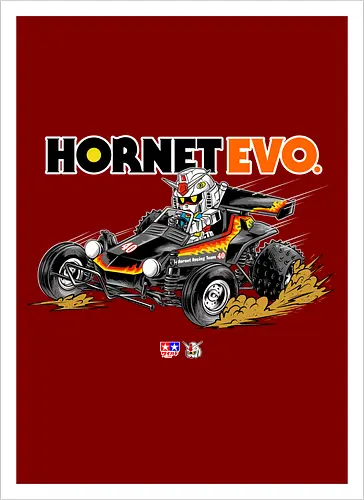 chibi gundam driving car - gundam, car, hornet, tamiya, carshow, robot, mecha, japanese, hobby, race, speed - Kunstdruck