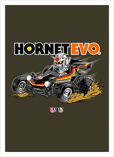 chibi gundam driving car - gundam, car, hornet, tamiya, carshow, robot, mecha, japanese, hobby, race, speed - Kunstdruck