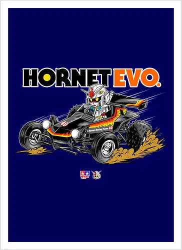 chibi gundam driving car - gundam, car, hornet, tamiya, carshow, robot, mecha, japanese, hobby, race, speed - Kunstdruck