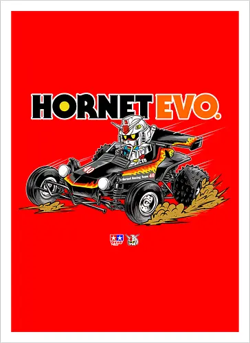 chibi gundam driving car - gundam, car, hornet, tamiya, carshow, robot, mecha, japanese, hobby, race, speed - Kunstdruck