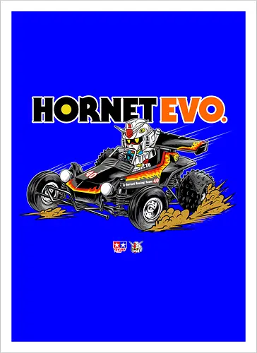 chibi gundam driving car - gundam, car, hornet, tamiya, carshow, robot, mecha, japanese, hobby, race, speed - Kunstdruck