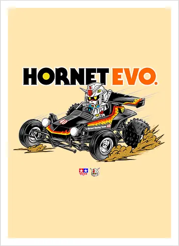 chibi gundam driving car - gundam, car, hornet, tamiya, carshow, robot, mecha, japanese, hobby, race, speed - Kunstdruck