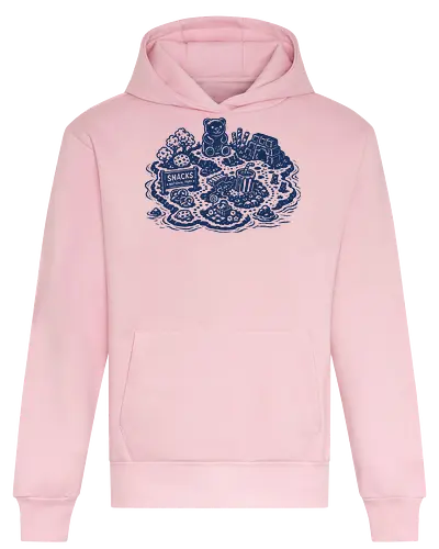 Snacks National Park - snacks national park, snacks island, snack paradise, gummy bear, popcorn, chocolate, pretzel, linocut - Heavyweight Hoodie