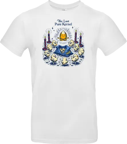 The Last Pure Kernel - corn kernel, cors, snacks, popcorn, food humor, absurd, funny food, cult, surreal, retro - Standard T-Shirt