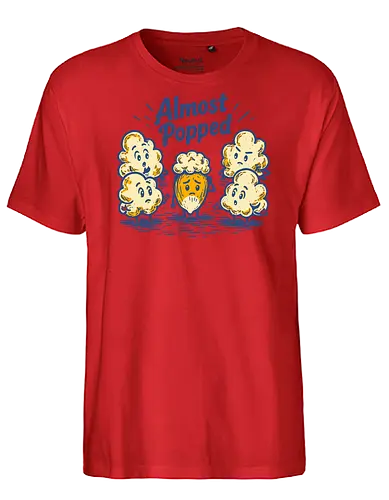Almost Popped - retro, corn, corn kernel, popcorn, vintage, funny food, food humor, relatable, snacks - Fairtrade T-Shirt