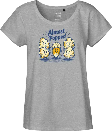 Almost Popped - retro, corn, corn kernel, popcorn, vintage, funny food, food humor, relatable, snacks - Fairtrade Girl Shirt