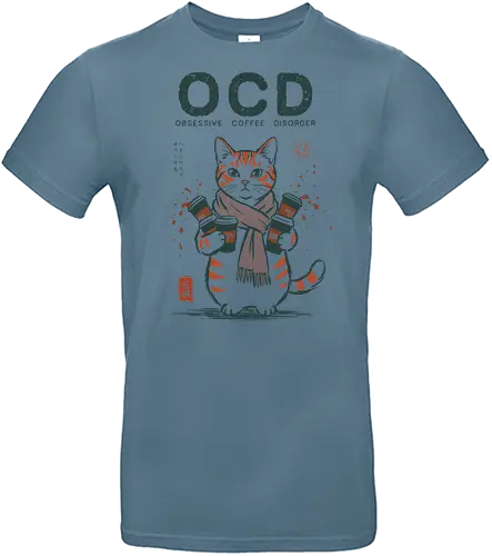 Obsessive Coffee Disorder - cat, coffee, funny, coffee lover, vintage, retro, japanese, caffeine, espresso, ocd, quote, humor, cute, mood, barista - Standard T-Shirt