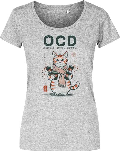 Obsessive Coffee Disorder - cat, coffee, funny, coffee lover, vintage, retro, japanese, caffeine, espresso, ocd, quote, humor, cute, mood, barista - Damen T-Shirt