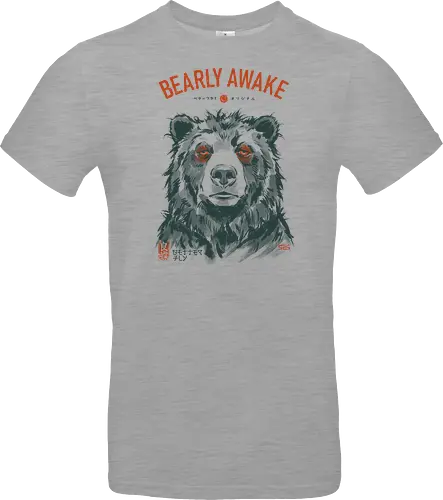 Bearly Awake - bear, funny, tired, sleep, vintage, retro, japanese, pun, morning, coffee, quote, humor, mood, exhausted, sleepy - Standard T-Shirt