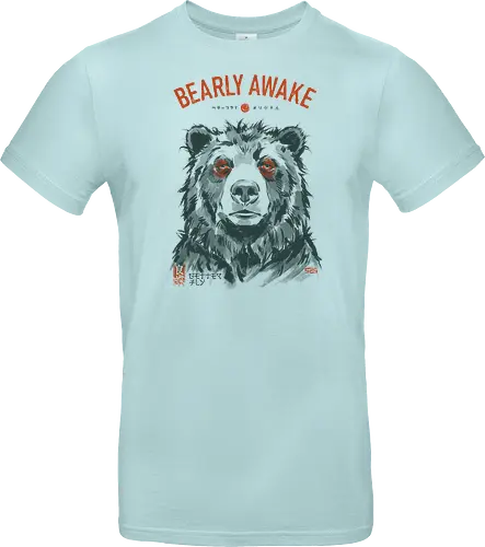 Bearly Awake - bear, funny, tired, sleep, vintage, retro, japanese, pun, morning, coffee, quote, humor, mood, exhausted, sleepy - Standard T-Shirt