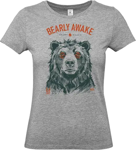 Bearly Awake - bear, funny, tired, sleep, vintage, retro, japanese, pun, morning, coffee, quote, humor, mood, exhausted, sleepy - Standard T-Shirt (Frauen)