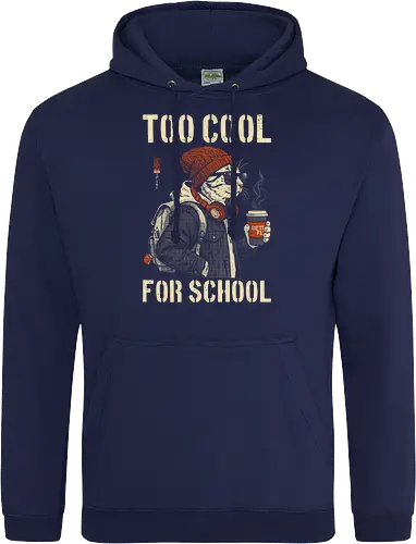 Too Cool For School - cat, humor, vintage, retro, hipster, funny quote, cool, coffee, funny cat, cat lover, back to school, first day at school, cool kids, streetwear, attitude - Standard Hoodie