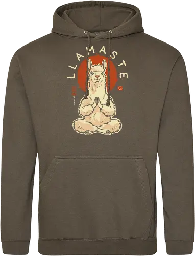 Llamaste - llama, yoga, llamaste, funny, vintage, retro, japanese, meditation, zen, namaste, pun, quote, humor, cute, alpaca - Standard Hoodie