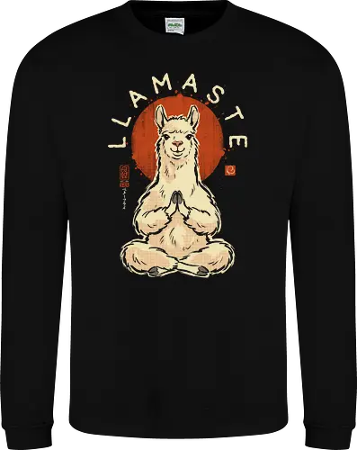 Llamaste - llama, yoga, llamaste, funny, vintage, retro, japanese, meditation, zen, namaste, pun, quote, humor, cute, alpaca - Sweatshirt