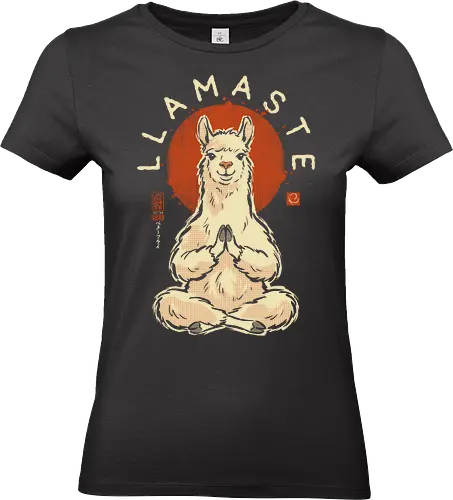Llamaste - llama, yoga, llamaste, funny, vintage, retro, japanese, meditation, zen, namaste, pun, quote, humor, cute, alpaca - Standard T-Shirt (Frauen)
