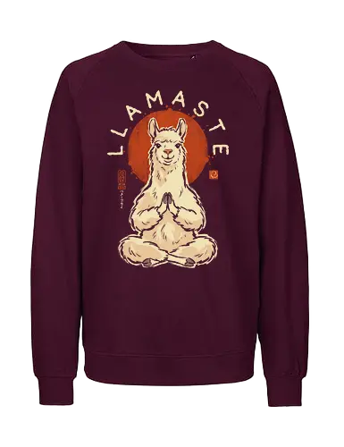 Llamaste - llama, yoga, llamaste, funny, vintage, retro, japanese, meditation, zen, namaste, pun, quote, humor, cute, alpaca - Fairtrade Sweatshirt