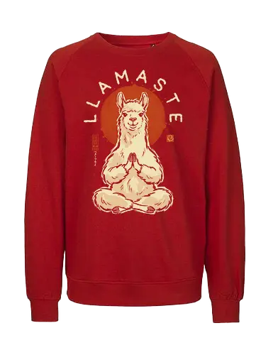 Llamaste - llama, yoga, llamaste, funny, vintage, retro, japanese, meditation, zen, namaste, pun, quote, humor, cute, alpaca - Fairtrade Sweatshirt