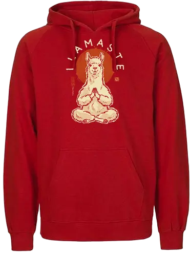 Llamaste - llama, yoga, llamaste, funny, vintage, retro, japanese, meditation, zen, namaste, pun, quote, humor, cute, alpaca - Fairtrade Hoodie