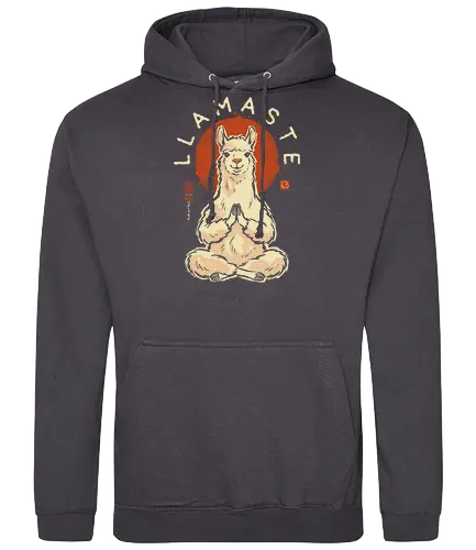 Llamaste - llama, yoga, llamaste, funny, vintage, retro, japanese, meditation, zen, namaste, pun, quote, humor, cute, alpaca - Standard Hoodie