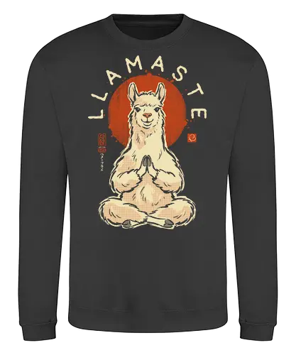 Llamaste - llama, yoga, llamaste, funny, vintage, retro, japanese, meditation, zen, namaste, pun, quote, humor, cute, alpaca - Sweatshirt