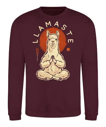 Llamaste - llama, yoga, llamaste, funny, vintage, retro, japanese, meditation, zen, namaste, pun, quote, humor, cute, alpaca - Sweatshirt