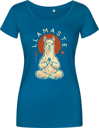 Llamaste - llama, yoga, llamaste, funny, vintage, retro, japanese, meditation, zen, namaste, pun, quote, humor, cute, alpaca - Damen T-Shirt