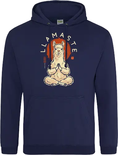 Llamaste - llama, yoga, llamaste, funny, vintage, retro, japanese, meditation, zen, namaste, pun, quote, humor, cute, alpaca - Standard Hoodie