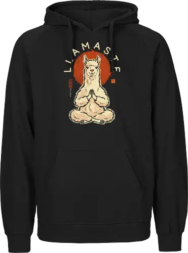 Llamaste - llama, yoga, llamaste, funny, vintage, retro, japanese, meditation, zen, namaste, pun, quote, humor, cute, alpaca - Fairtrade Hoodie