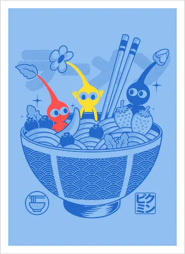 Fruit Ramen - ramen, fruit, noodles, gaming, gamer, videogame, cute, kawaii, japanese, japan, food, funny, retro, nostalgia, geek, popculture, cartoon, creatures, botanical, anime - Kunstdruck