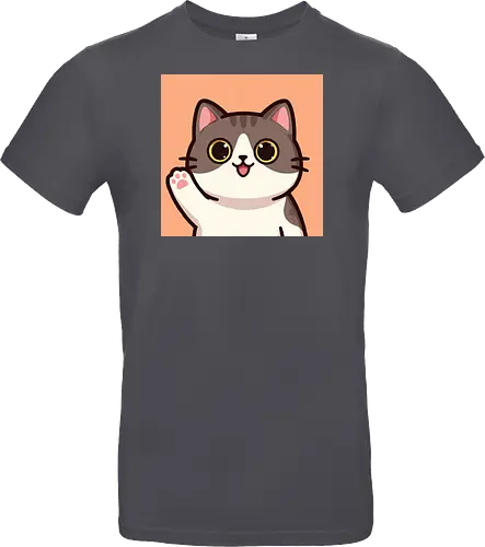 Cute waving cat - cute cat, waving cat, kitty, cat lover, kawaii, pet, animal, cute design - Standard T-Shirt